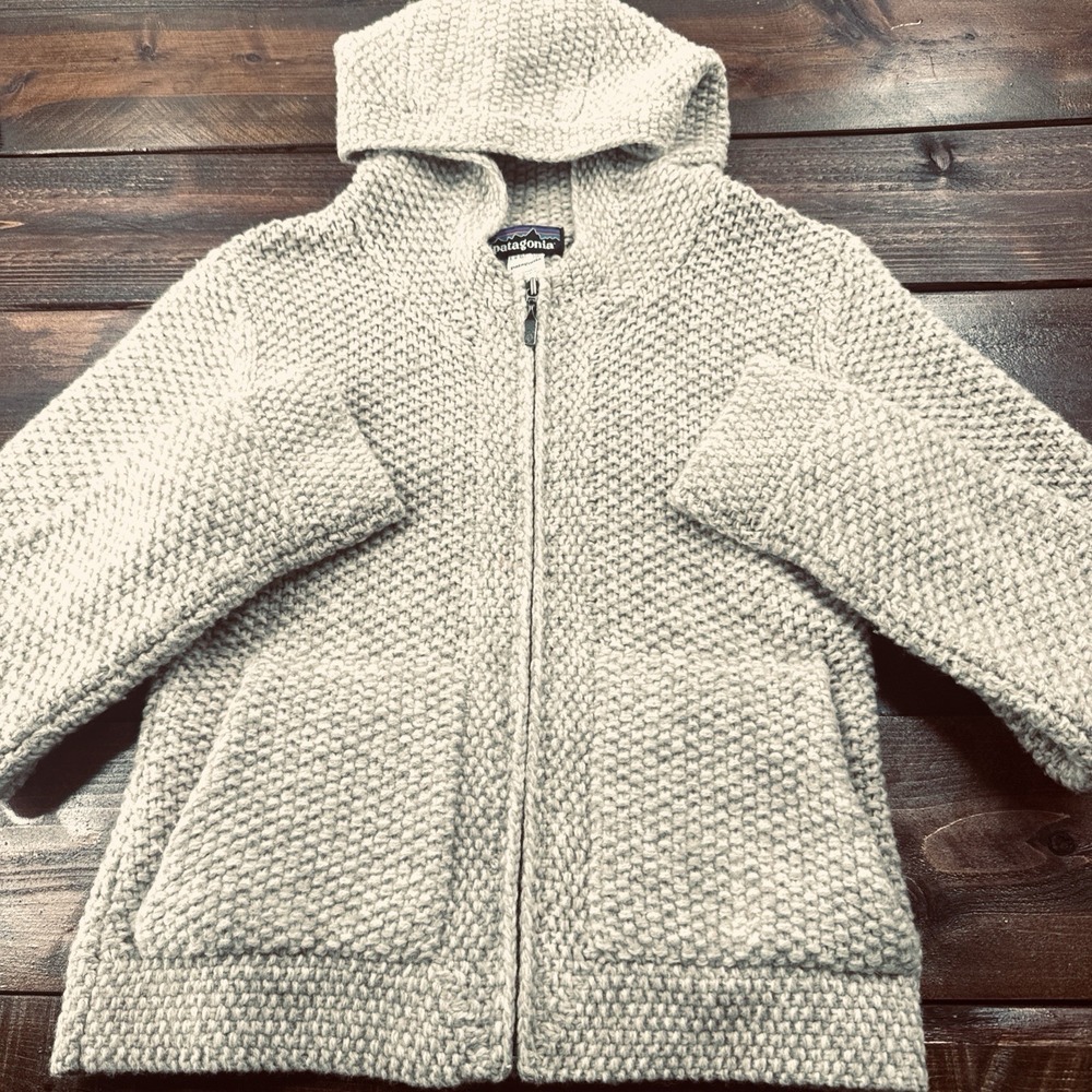 Vintage Womens XS Patagonia Lambs Wool Chunky Knit Tan Zip Up Sweater Chest 36" - Picture 2 of 11